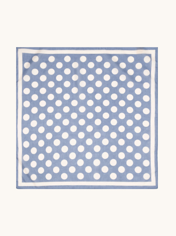 Apaszka bawełna z jedwabiem morwowym białe grochy 53x53 cm