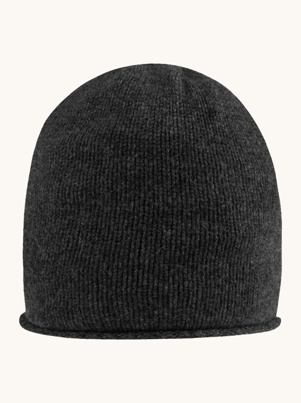 Wełniana czapka z zawiniętym brzegiem szara smerfetka