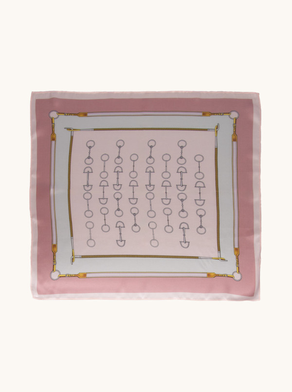 Silk gavroshka pink with pattern 53 cm x 53 cm