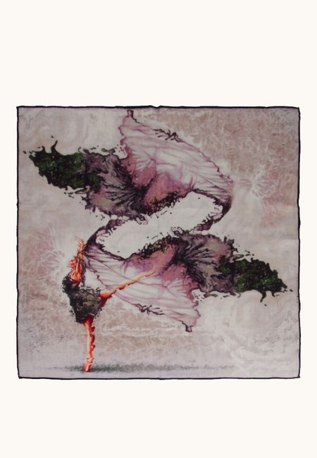 Apaszka wełna z jedwabiem dwustronna z motywem baletnicy 65x65 cm