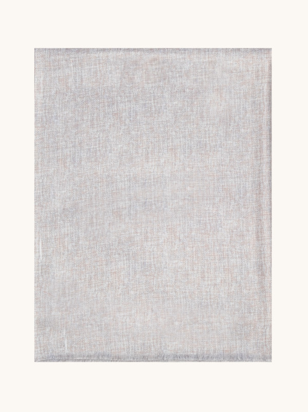 Szal wełna z wiskozą beżowo-szary 70cm x 190cm