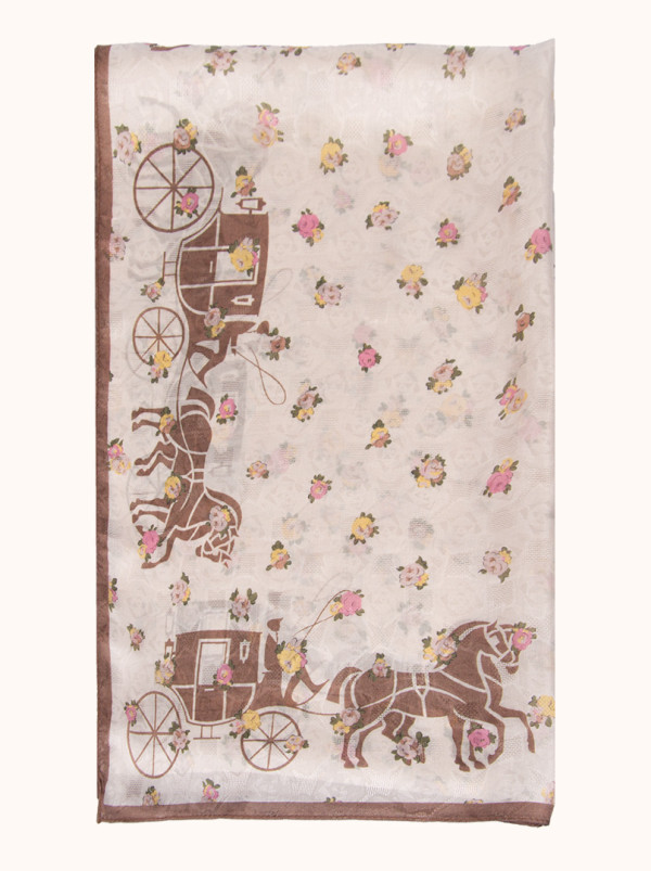 Szal jedwabny żakardowy z motywem karocy 50x170 cm