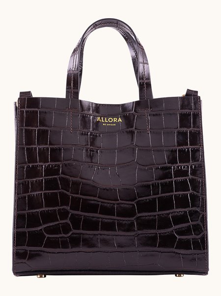 CLEO Classic Women's Leather Handbag in Burgundy Crocodile Print