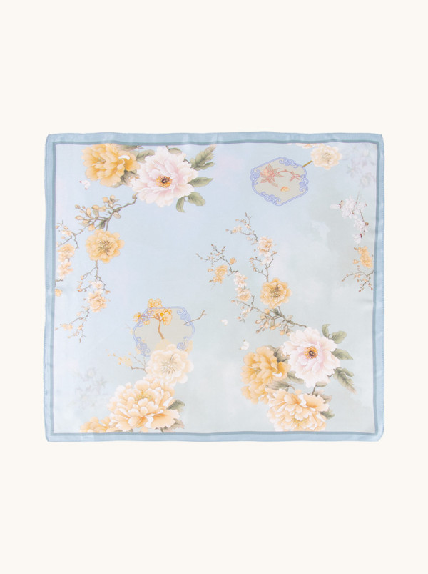 Small silk gavroshka scarf in blue pastel color 53cm x53cm