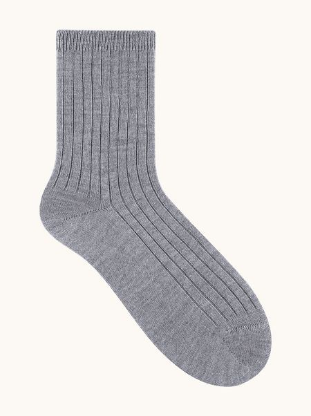 Damskie skarpety z wełny merino szare – SOFT MERINO WOOL - ciepłe, w prążek
