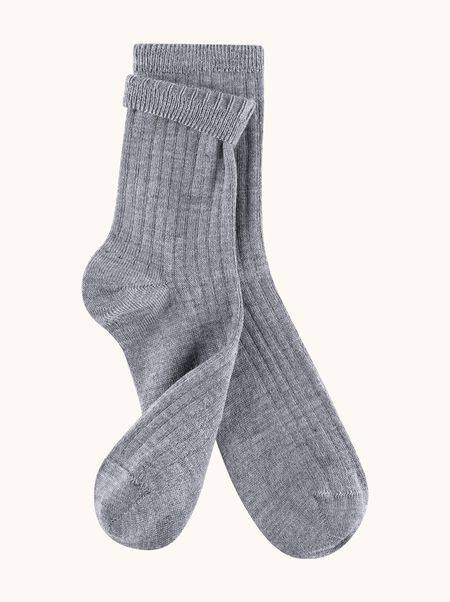 Damskie skarpety z wełny merino szare – SOFT MERINO WOOL - ciepłe, w prążek
