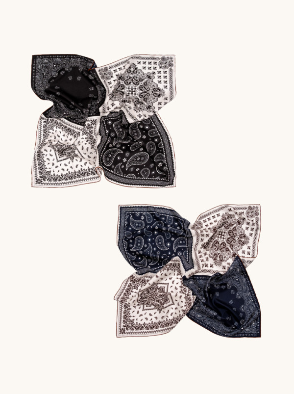 Duża apaszka jedwabna dwustronna ze wzorem paisley 90cm x 90 cm