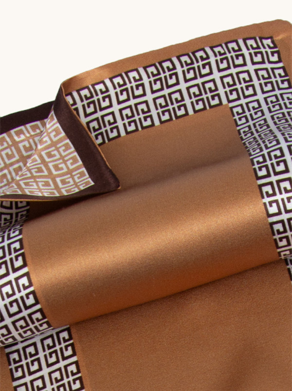 Double-sided slim double silk shawl brown with pepita pattern 