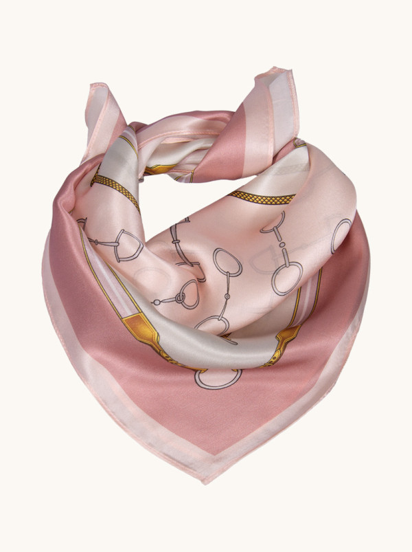 Silk gavroshka pink with pattern 53 cm x 53 cm