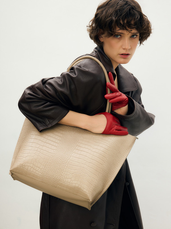 Czerwone skórzane rękawiczki całuski PREMIUM