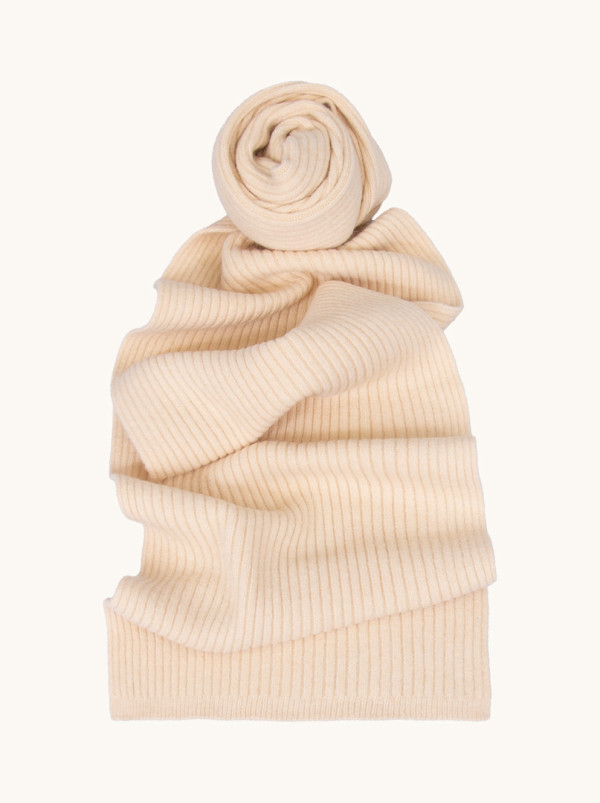 Szal ecru w prążki 35 cm x 200 cm