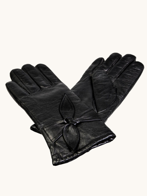Rękawiczki skórzane z ozdobnym wiązaniem M