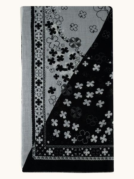 Elegancki szal 100% wełna w kwiaty 80x180 cm