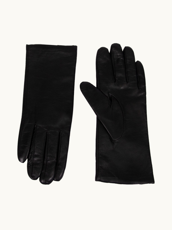 Czarne skórzane rękawiczki klasyczne ocieplone wełną