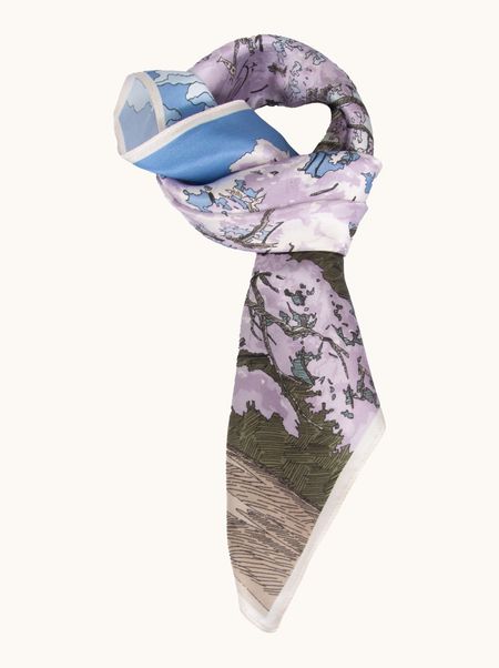 Apaszka jedwabna kwitnące drzewo 65x65 cm