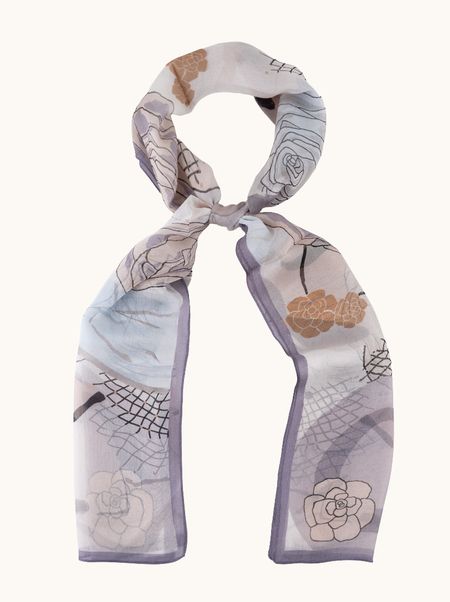 Szal jedwabny w kwiaty 40x160 cm