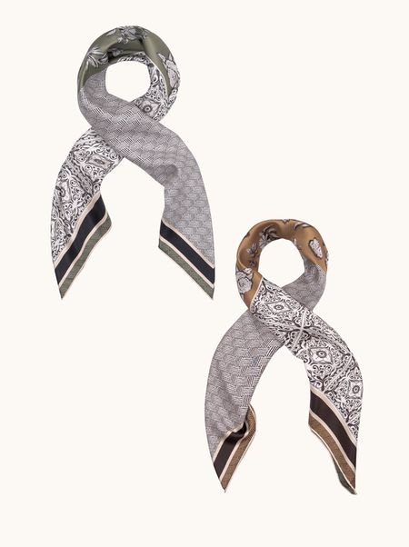 Duża chusta jedwabna dwustronna w kwiaty ARDINA 106x106 cm PREMIUM