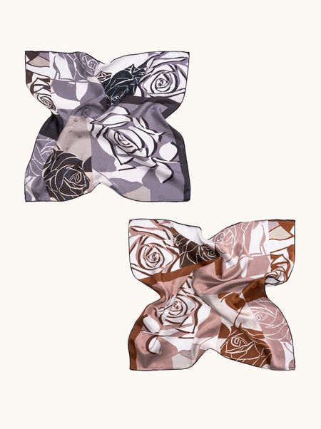 Apaszka jedwabna dwustronna w róże 65x65 cm