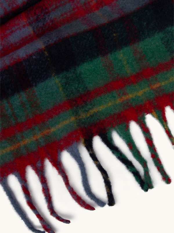  Sciarpa a quadretti multicolori con frange, 40 cm x 200 cm