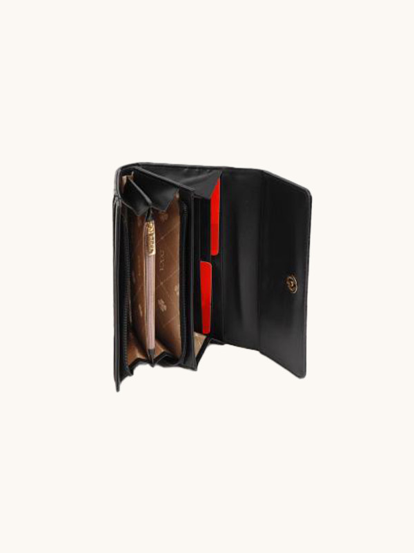 Portfel czarny z tłoczonymi napisami DOCA