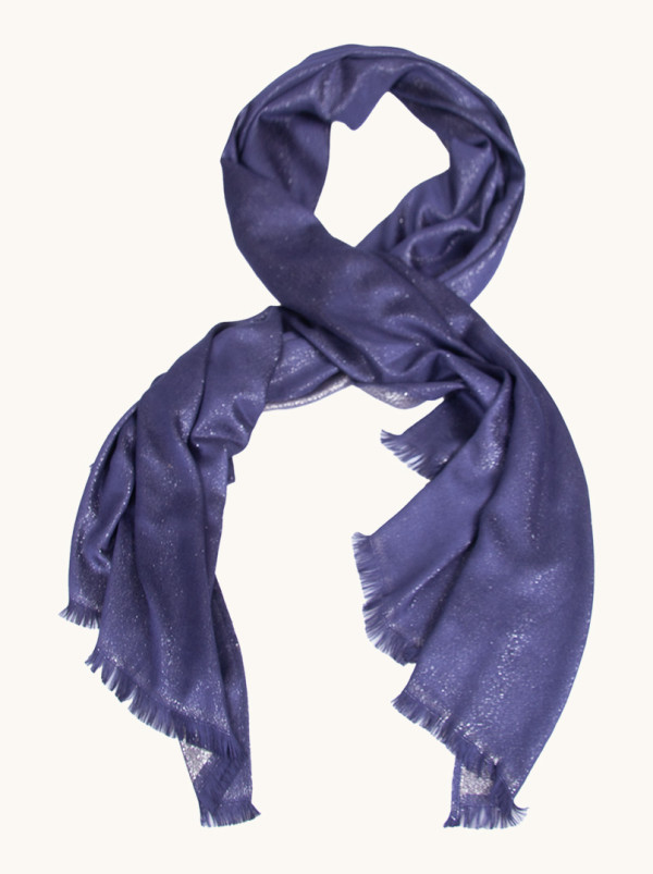 Navy blue formal shawl with shiny silver thread 70 cm x 180 cm