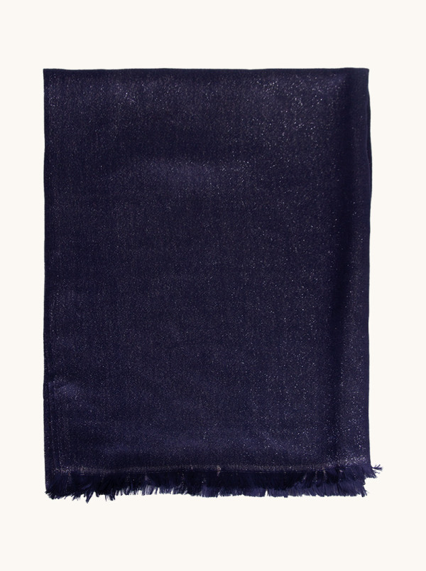 Navy blue formal shawl with shiny silver thread 70 cm x 180 cm