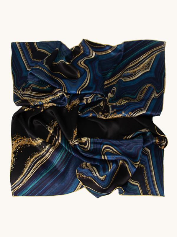 Duża chusta jedwabna o wzorze marmurowym 110x110 cm