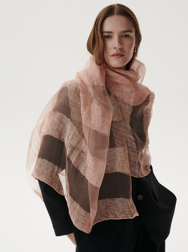 Szal wieczorowy pudrowy róż z modalu 85 cm x 200 cm PREMIUM