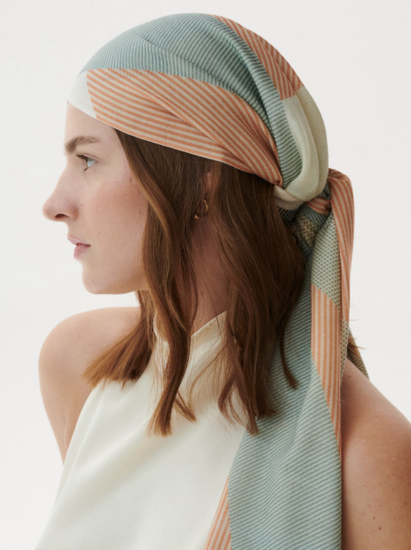 Szal 100% wełna geometryczny minimalizm 95 cm x 210 cm PREMIUM