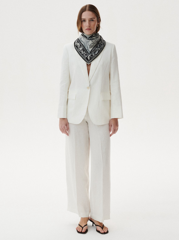 Apaszka wełna z jedwabiem z motywem roślinnym PREMIUM 88 cm x 88 cm