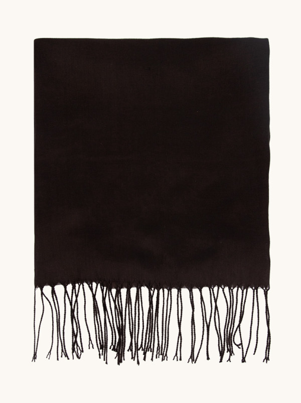 Chocolate viscose scarf with tassels 70 cm x 180 cm