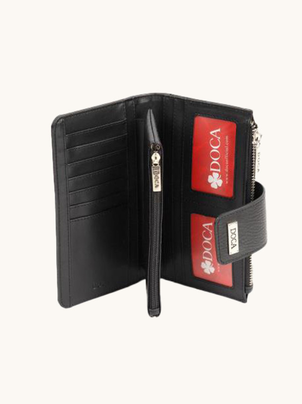 Portfel czarny z ozdobnym frontem DOCA