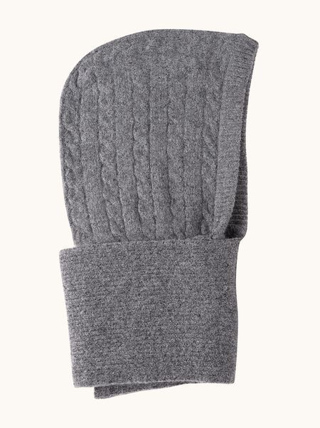 Kaptur z długim szalem z wełną w kolorze szarym