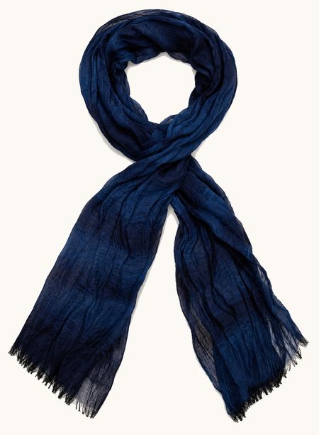 Men's navy blue striped scarf, 90x200 cm