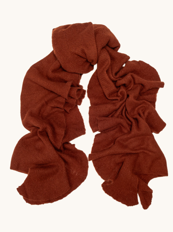 Ekskluzywny kaszmirowy szal w kolorze czerwieni miedzianej 50 cm x 220 cm PREMIUM