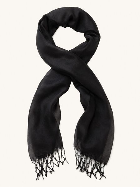 Black formal scarf with tassels 220 cm