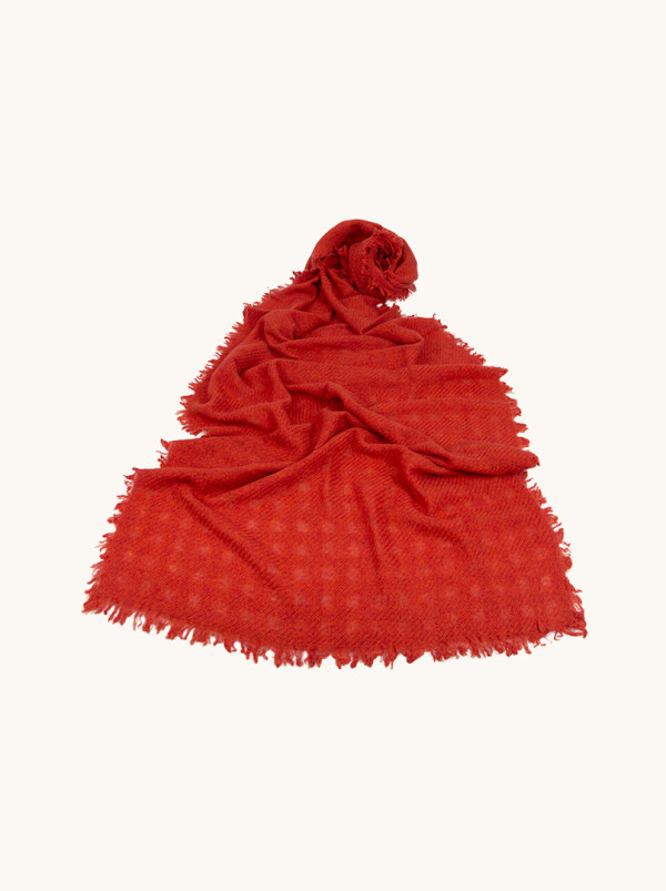 Szal kaszmirowy ciepły z frędzlami w odcieniu czerwieni ceglanej 70cm x 220cm PREMIUM