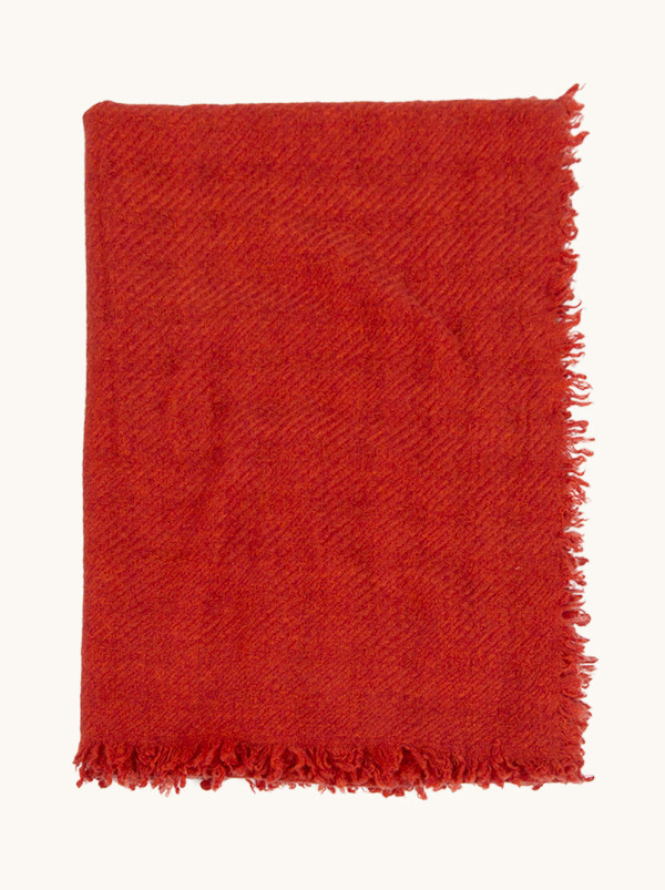 Szal kaszmirowy ciepły z frędzlami w odcieniu czerwieni ceglanej 70cm x 220cm PREMIUM