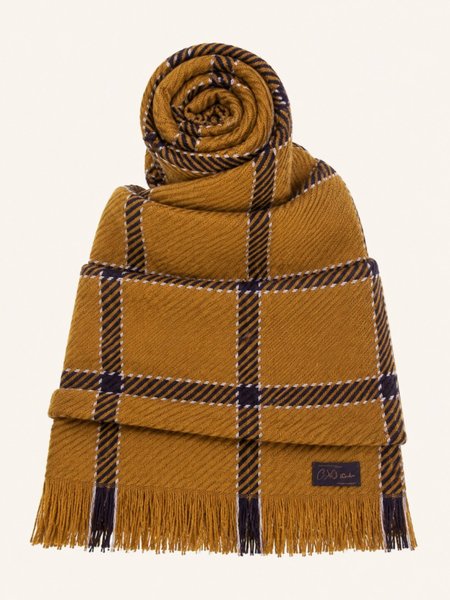 Warm, 100% viscose scarf in caramel check pattern, 70x200 cm