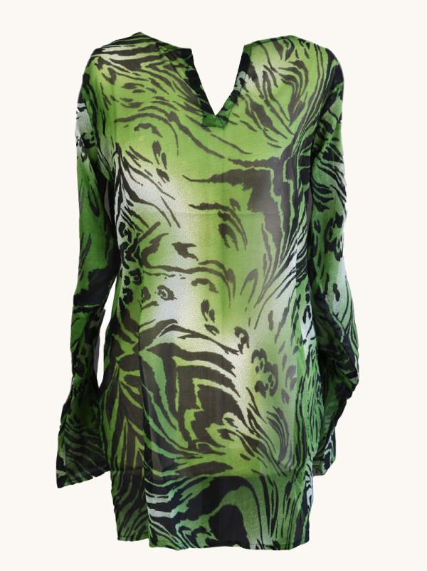 Zielona Tunika plażowa z motywem zwierzęcym