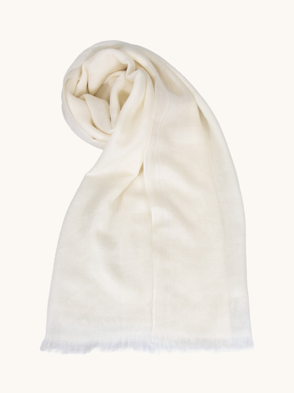 Ekskluzywny szal kaszmirowy w kolorze ecru 95 cm x 200 cm PREMIUM