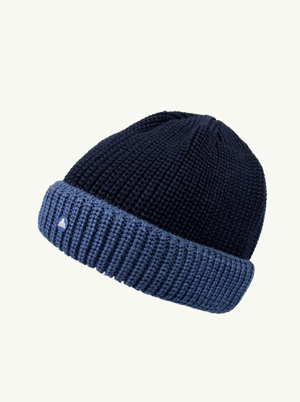 Ciepła granatowa czapka dokerka z niebieskim wywinięciem Hammburg