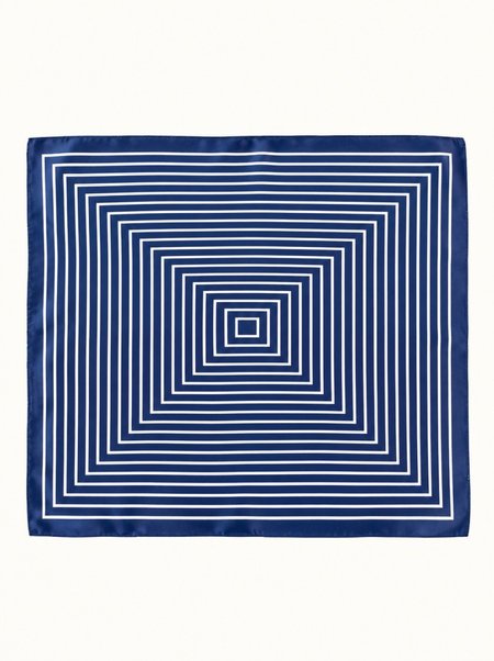 Blue silk scarf with white stripes 53x53 cm