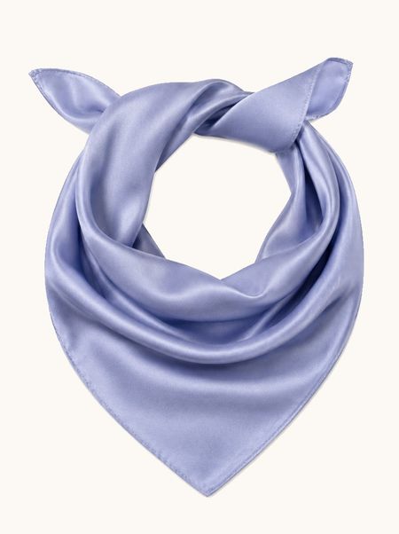 Solid-color denim-blue silk scarf, 53x53 cm