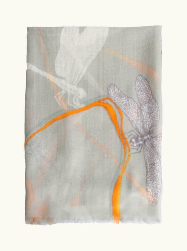 Kaszmirowy szal z motywem ważek