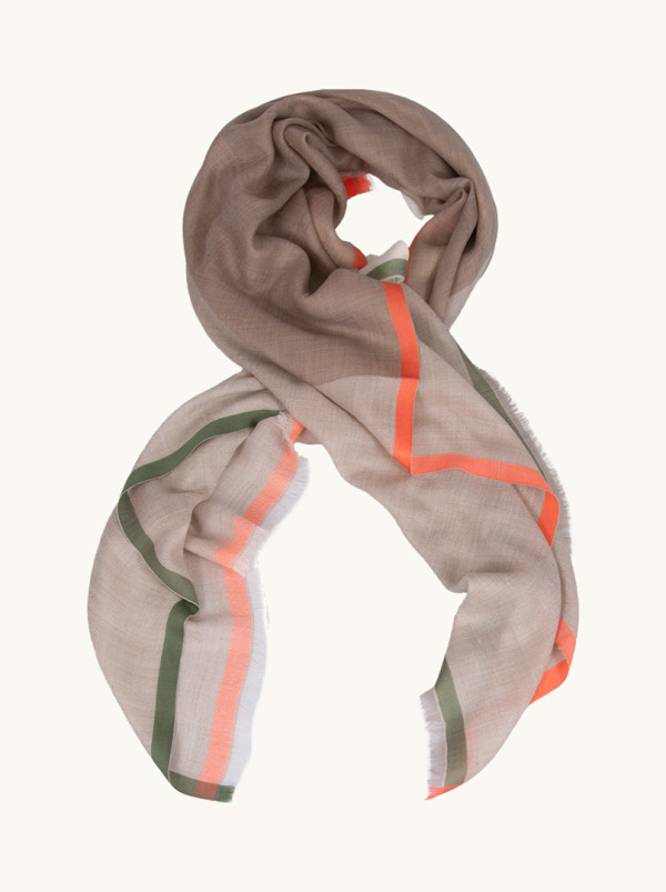 Beige shawl with gold thread 100% wool 115 cm x 115 cm