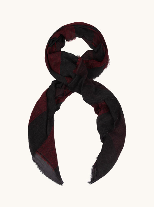 Szal w paski bordowo-czarne 90 cm x 210 cm