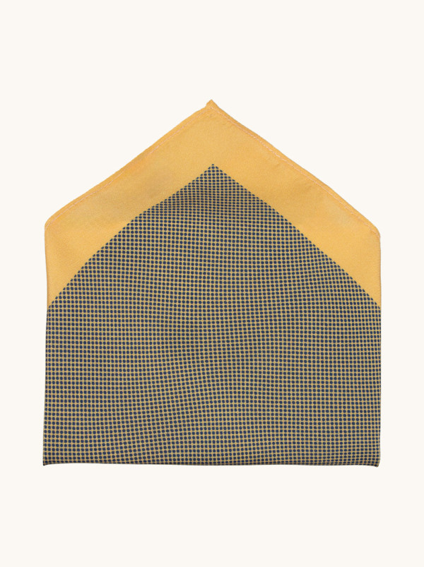 Jedwabna poszetka złota we wzory   32 cm x 32 cm PREMIUM