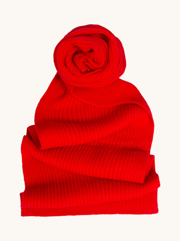 Striped red scarf 35 cm x 200 cm