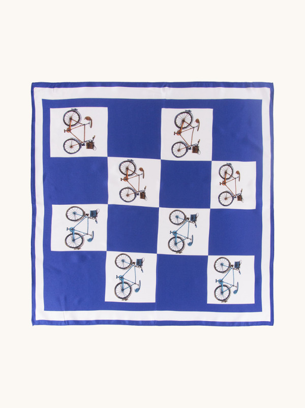 Silk scarf with bicycle motif